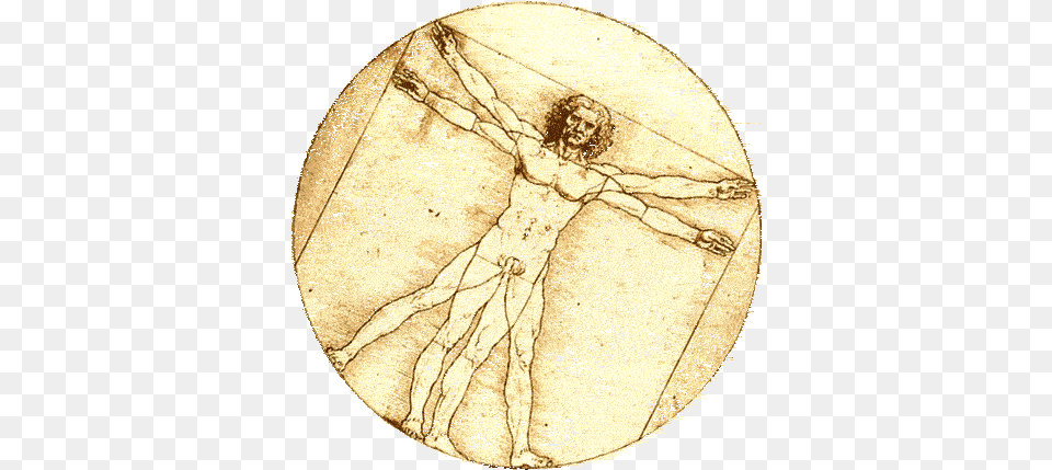 Zach Scott Gif Of Leonardo Da Vinciu0027s Vitruvian Man Dot, Art, Painting, Gold Png