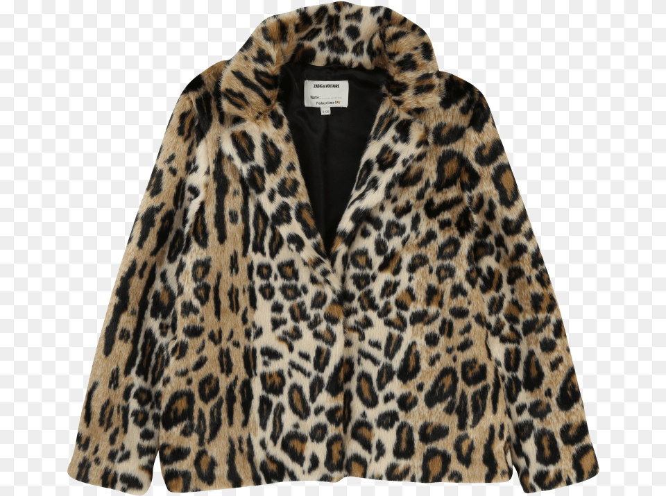 Zadig Amp Voltaire Kids Faux Fur Coat Leopard Fake Fur Leopard Meisje, Clothing, Jacket, Animal, Mammal Png Image