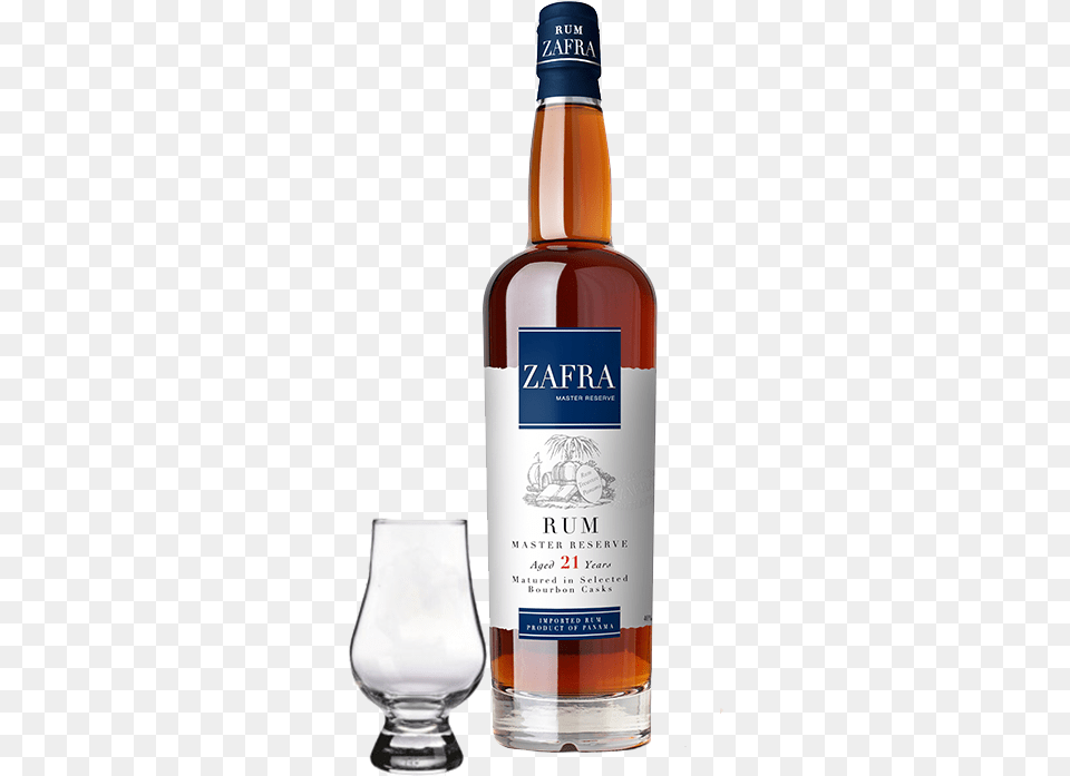 Zafra Master Reserve 21 Year Rum With Glencairn Tasting Zafra Master Reserve 21 Years, Alcohol, Beverage, Liquor, Glass Free Transparent Png
