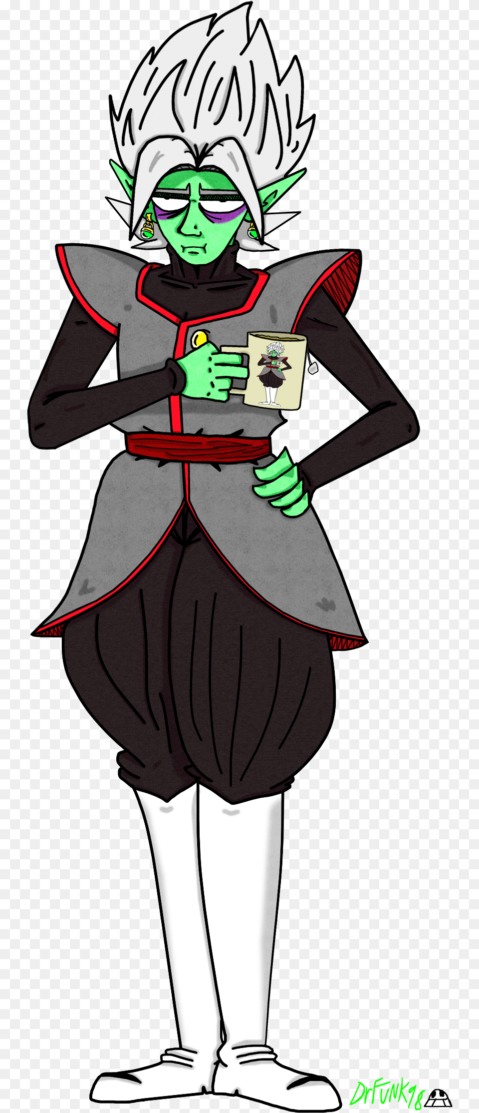 Zamasu Drinking Tea Cartoon, Book, Publication, Comics, Clothing Free Png Download