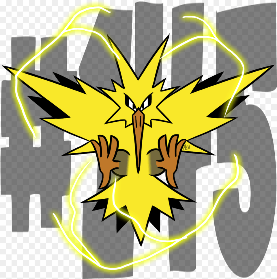 Zapdos Pokemon Pokemonaday Artists On Tumblr Fanart Illustration, Leaf, Plant, Person, Symbol Free Png
