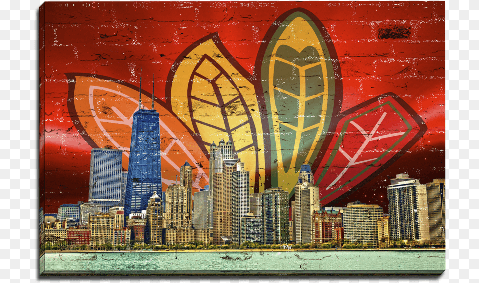 Zapwalls Canvas Chi City Feather Canvas Chicago Skyline Light Blue Chicago Flag Flag, Art, Mural, Painting, Urban Free Png