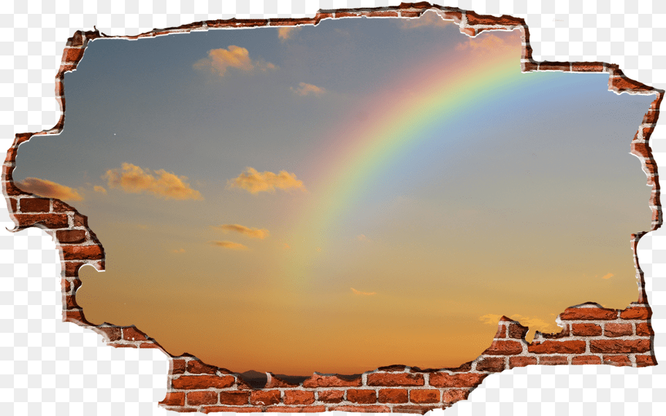 Zapwalls Decals Rainbow Sunset Sky Breaking Wall Nature Transparent Break Wall, Brick, Outdoors, Hole Free Png
