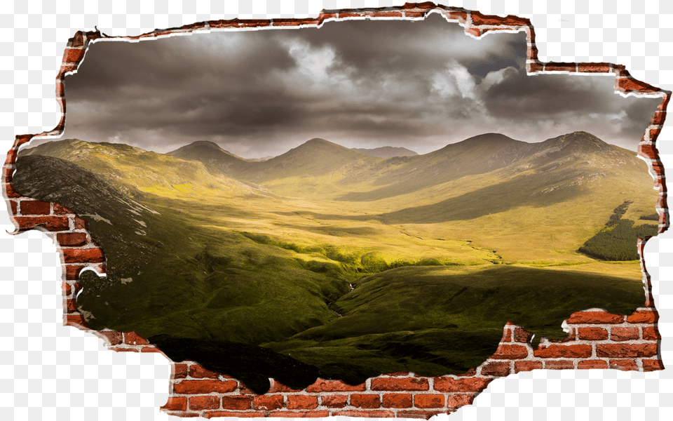 Zapwalls Decals Stormy Hillside Clouds Breaking Wall Psalm 86 Verse, Brick, Nature, Outdoors, Hole Free Png