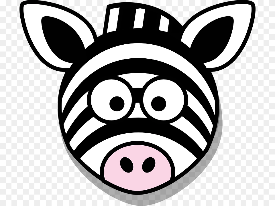 Zebra Head Clip Art, Animal, Mammal, Stencil, Pig Png