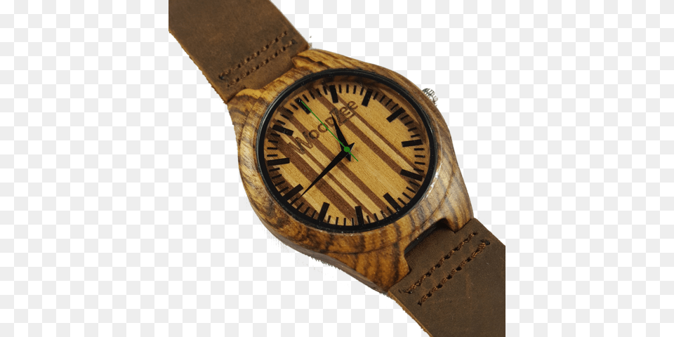 Zebrawood Watch With Dark Brown Leather Zebrawood, Arm, Body Part, Person, Wristwatch Free Png Download