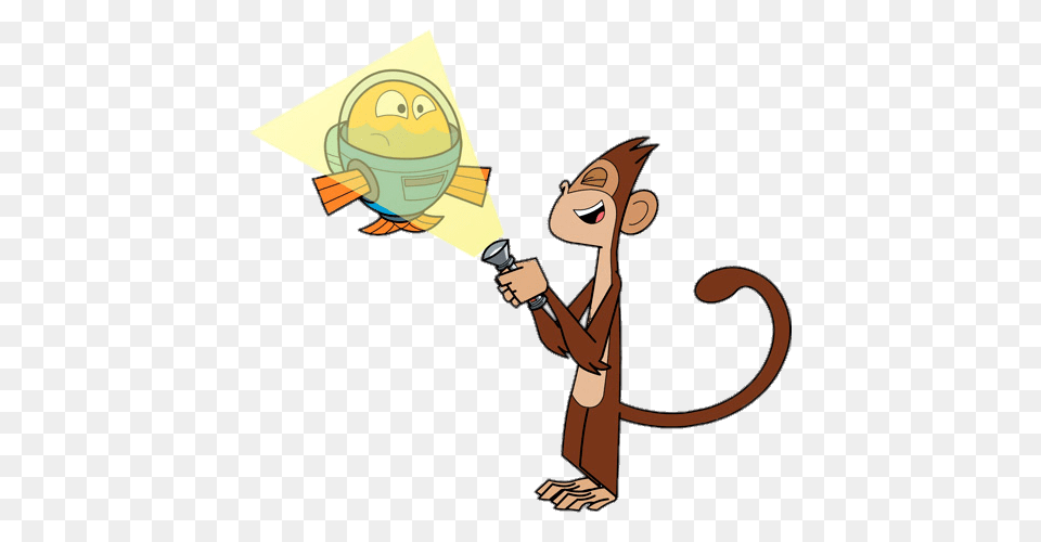 Zeek Shining Flashlight On Fishtronaut, Cleaning, Person, Baby, Cartoon Free Png Download