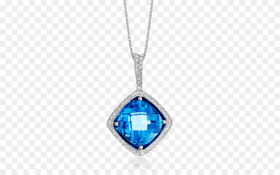 Zeghani White Gold Halo Bail Blue Topaz Pendant, Accessories, Gemstone, Jewelry, Necklace Png