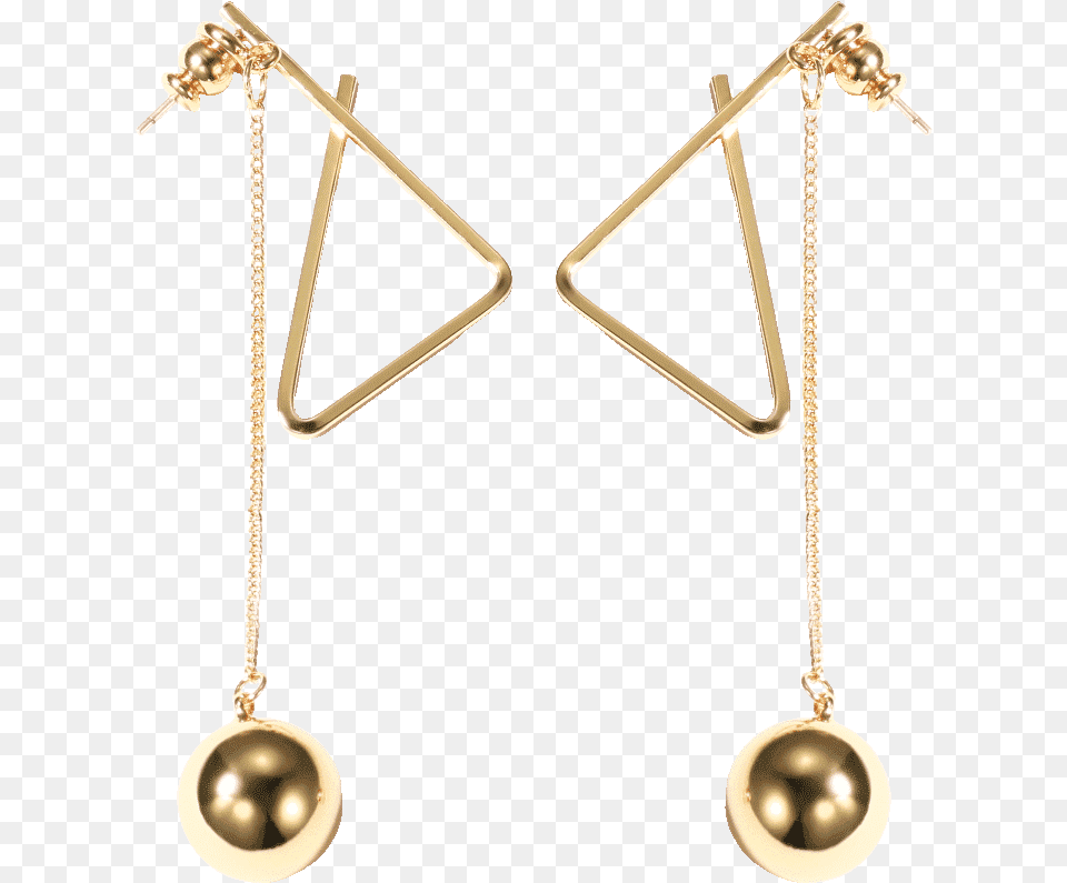 Zegl Trendy Golden Earrings With Triangle Shape And Pearl, Accessories, Earring, Jewelry, Locket Png