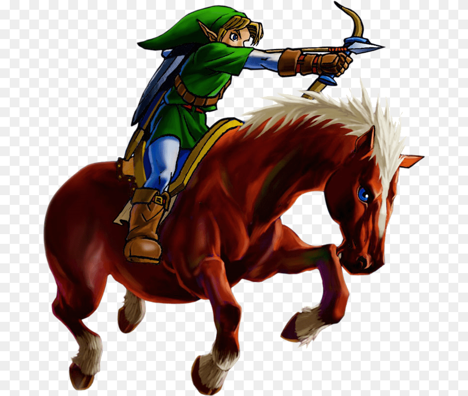 Zelda Universe On Twitter Link Riding Epona Ocarina Of Time, Person, Animal, Horse, Mammal Png