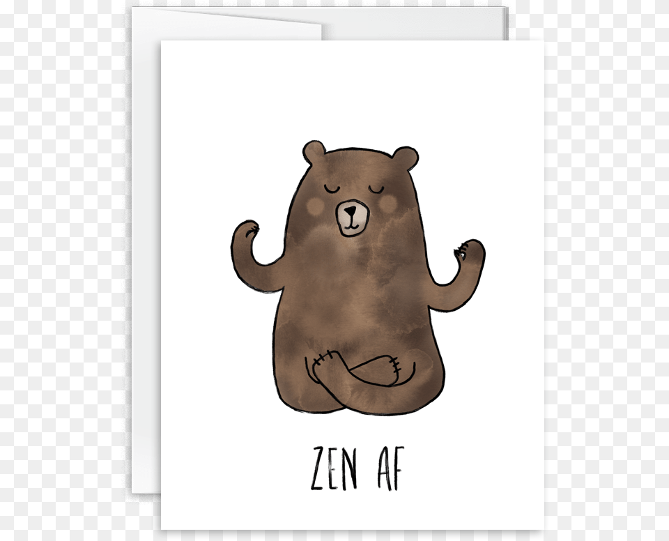 Zen Af Watercolor Bear Greeting Card Manatee, Animal, Mammal, Wildlife Png