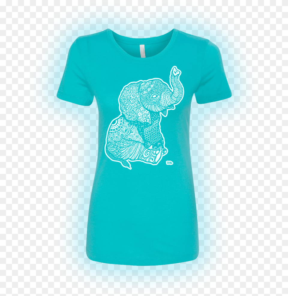 Zen Baby Elephant Ladies39 Cut Tshirt, Clothing, T-shirt, Applique, Pattern Png Image