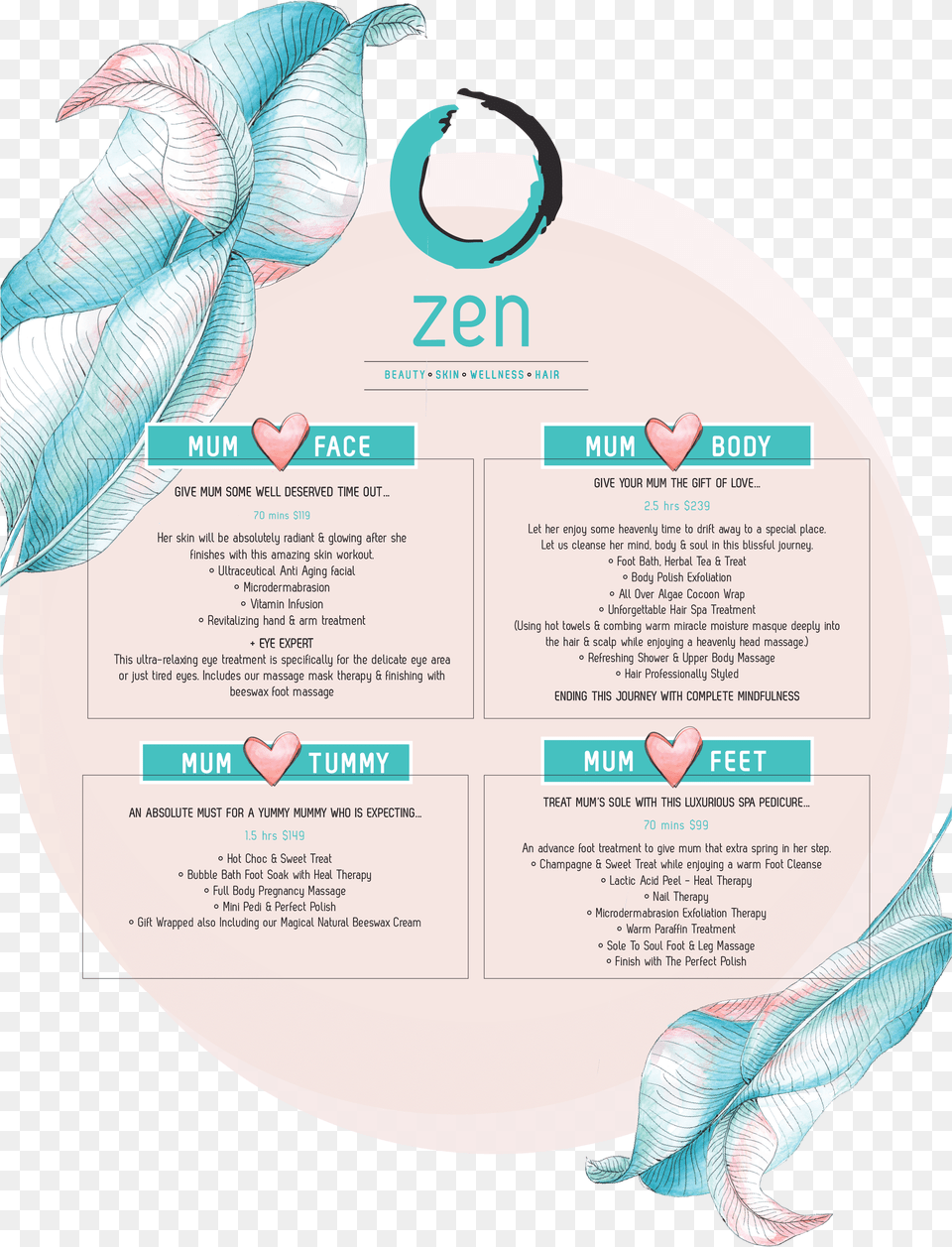 Zen Day Spa Mothers Day Menu Poster 2017 2018 Illustration, Text Png Image