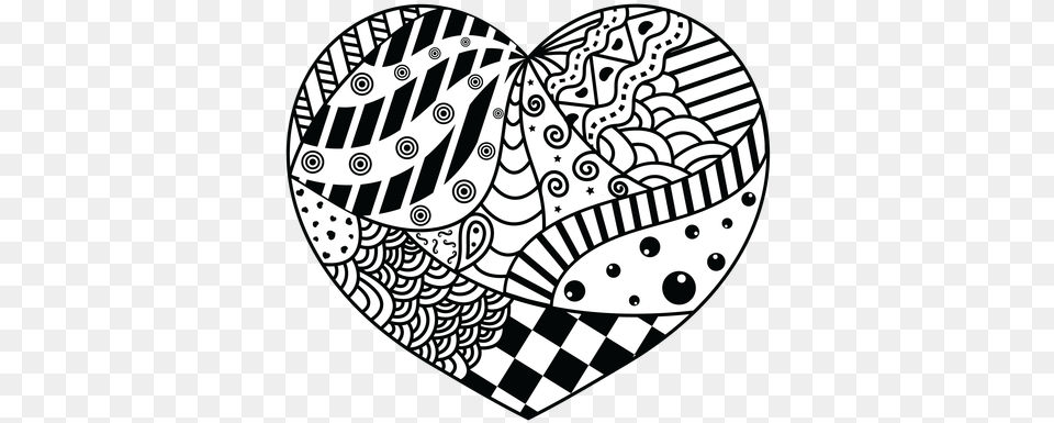 Zentangle Heart Clipart Vector Black And White Stock Designs In A Heart, Art, Doodle, Drawing, Pattern Free Png Download