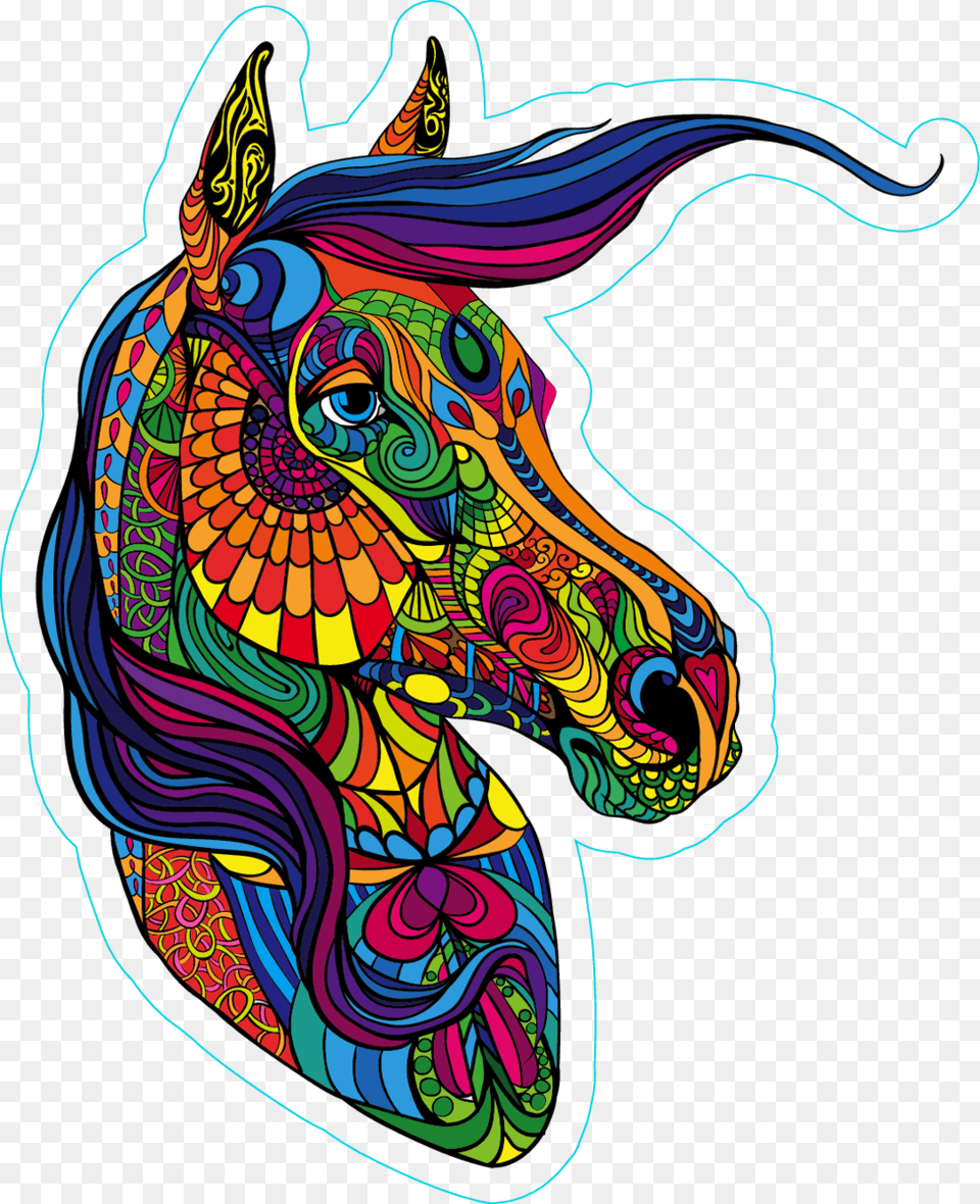 Zentangle Horse Head Sticker Illustration, Art, Adult, Female, Person Free Transparent Png