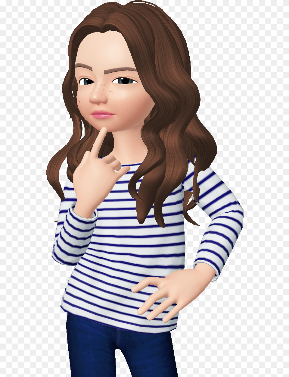 Zepeto Thinking Girl Freetoedit Girl, Head, Sleeve, Clothing, Face Png