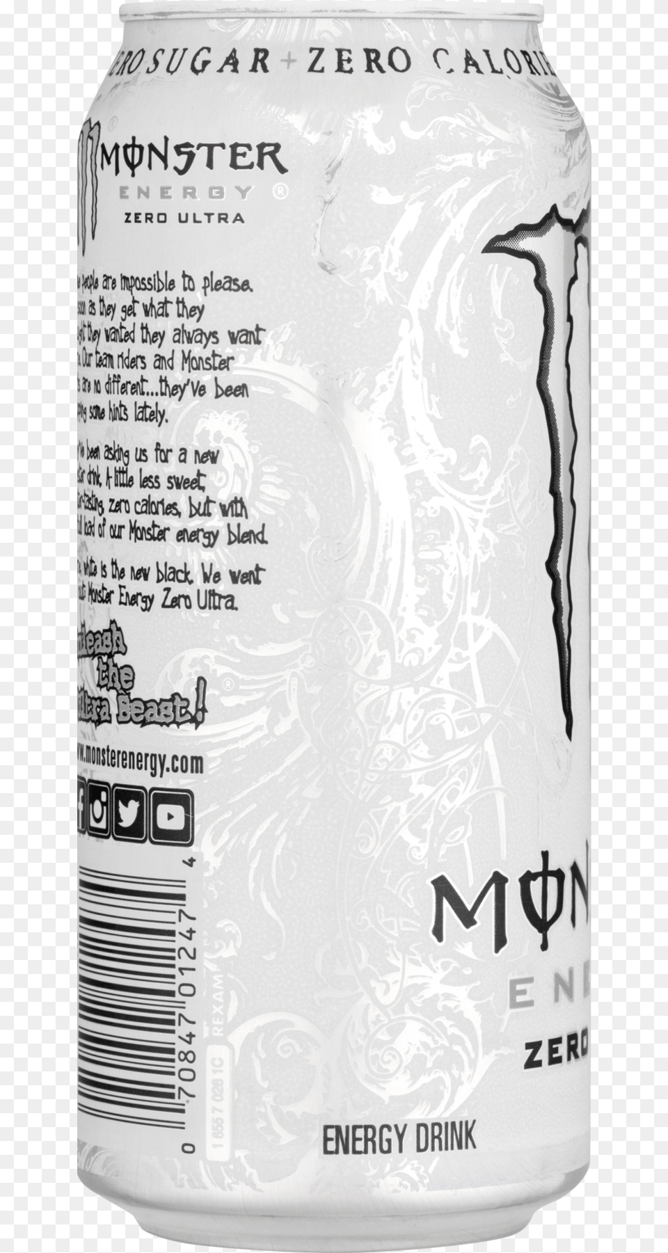 Zero Calorie Monster Back Of Can, Alcohol, Beer, Beverage, Tin Png