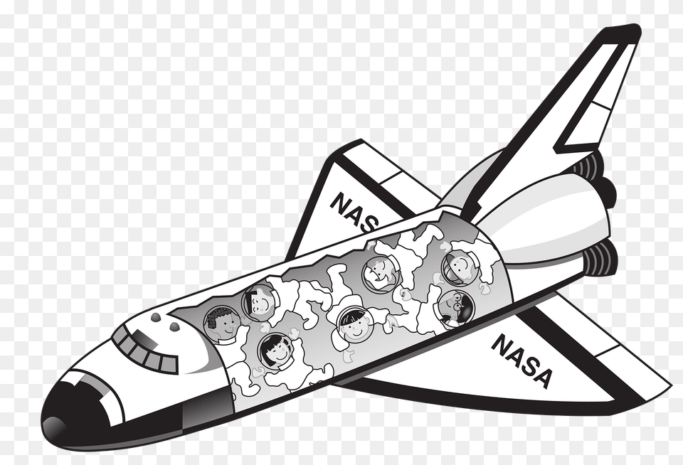 Zero Gravity In Space Shuttle Black And White Clipart, Aircraft, Space Shuttle, Spaceship, Transportation Free Png Download