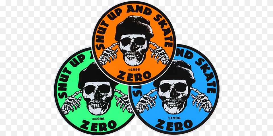 Zero Shut Up And Skate Zero, Logo, Sticker, Symbol, Badge Png Image
