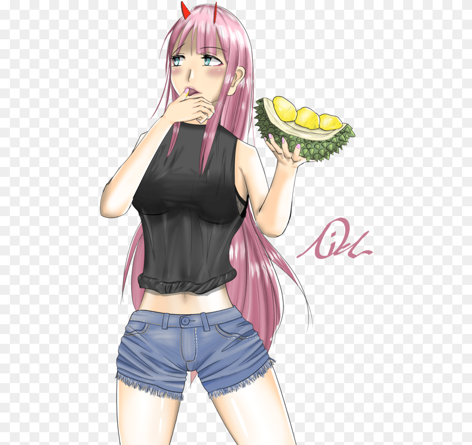 Zero Two Eating Durians Cartoon, Book, Publication, Comics, Adult Free Png Download