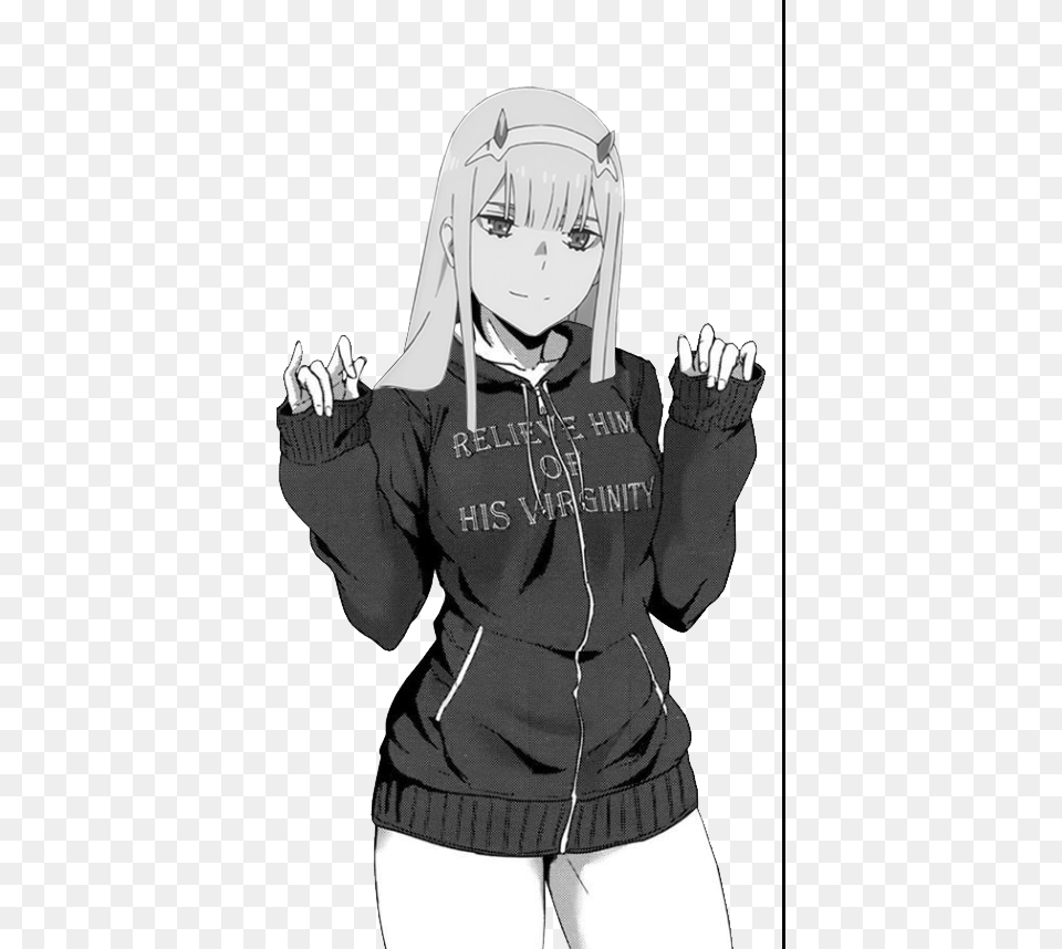 Zero Two Wearing Sweater Zero Two With Hoodie, Book, Publication, Comics, Adult Free Transparent Png