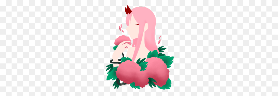 Zero Two With Flowers Tumblr, Art, Graphics, Baby, Person Png