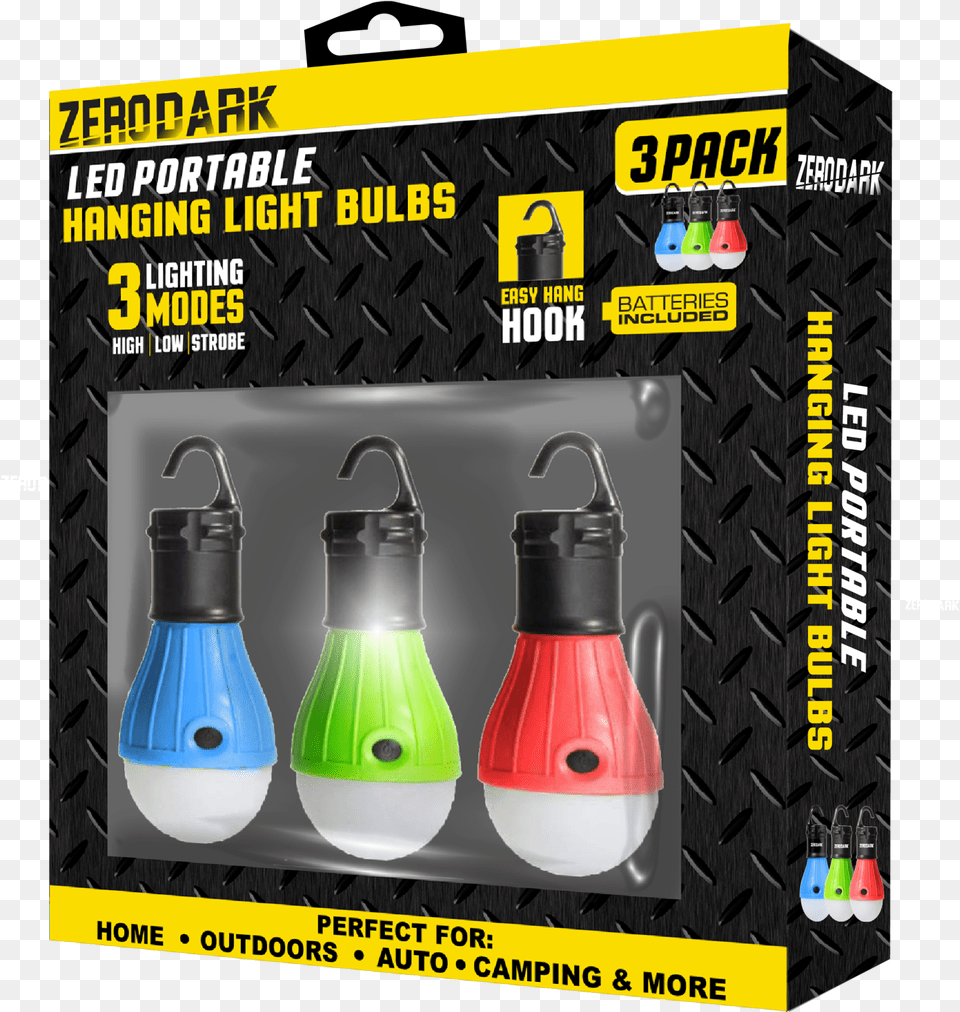 Zerodark Led Portable Hanging Light Bulbs Bc 3 Pack Incandescent Light Bulb, Lamp, Bottle, Shaker Png