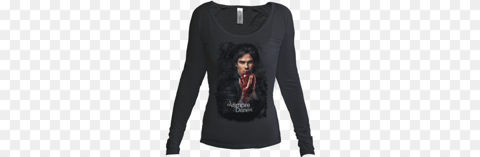 Zhenskaya Futbolka Damon Salvatore Long Sleeved T Shirt, Clothing, Long Sleeve, Sleeve, T-shirt Png