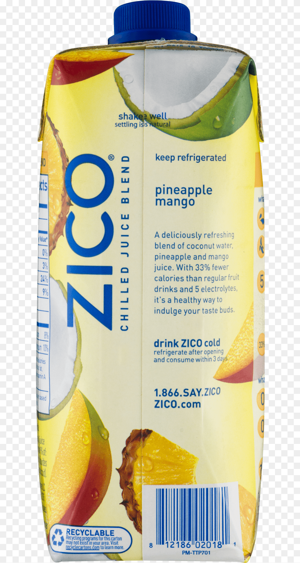 Zico Chilled Coconut Water Upc, Beverage, Juice, Bottle Free Png