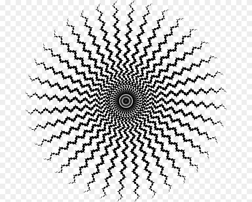 Zig Zag Vortex Type Ii Psychedelic Circle Pattern, Gray Png