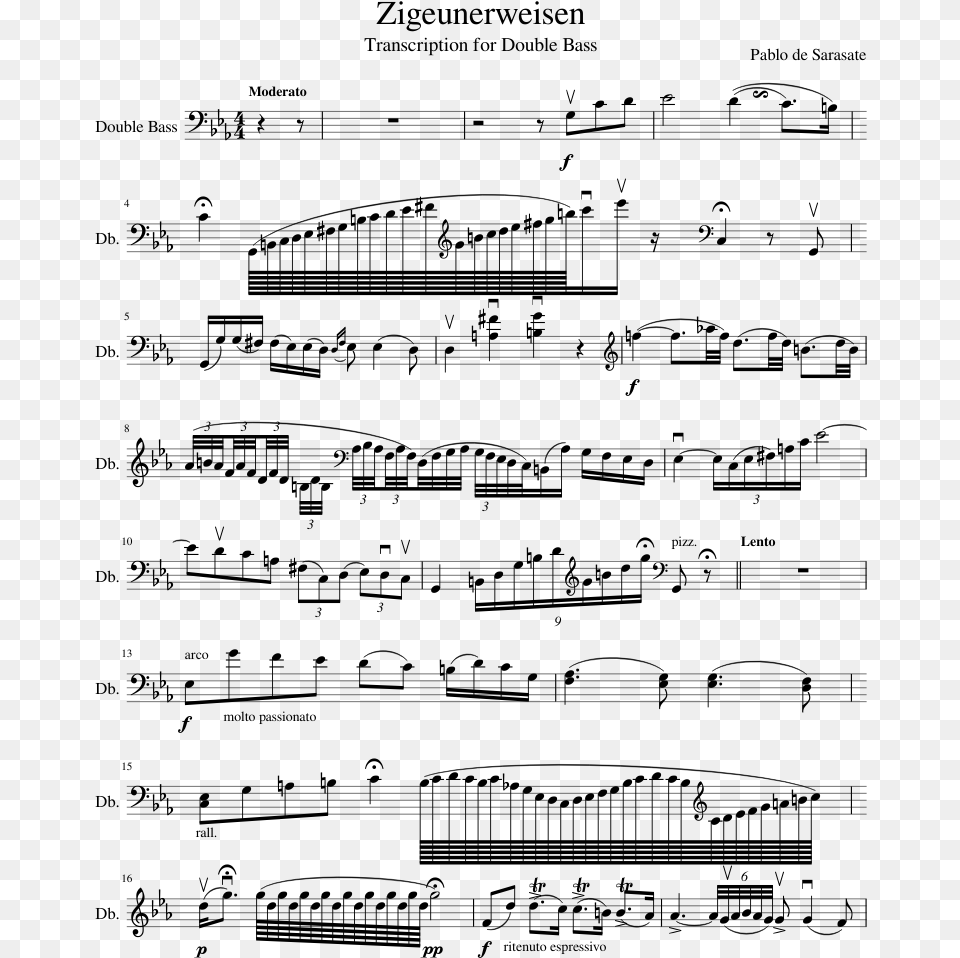 Zigeunerweisen Cello Sheet Music, Gray Png