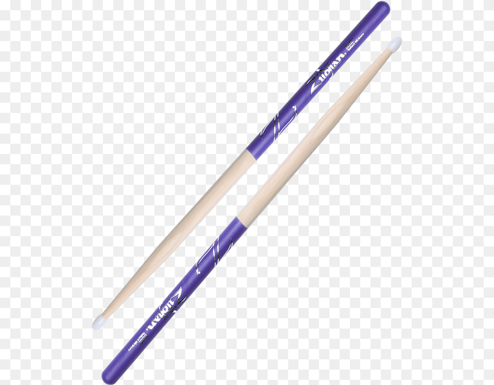 Zildjian 5b Nylon Tip Purple Dip Drumsticks Drum Stick, Brush, Device, Tool, Blade Png Image