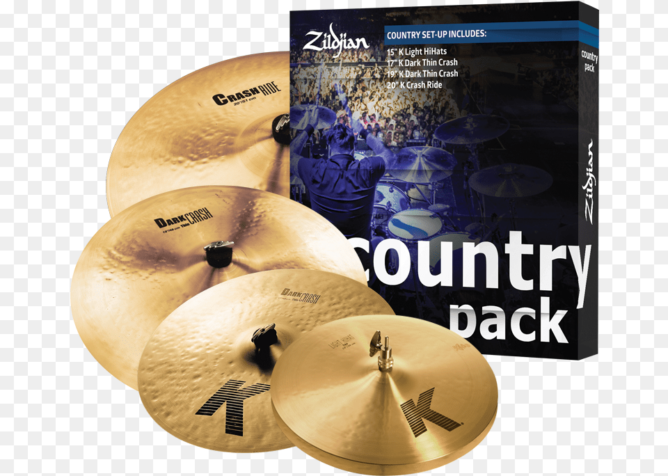 Zildjian Special K Dark Pack K Light Crashes Ride Zildjian Country Cymbal Pack, Adult, Male, Man, Musical Instrument Png