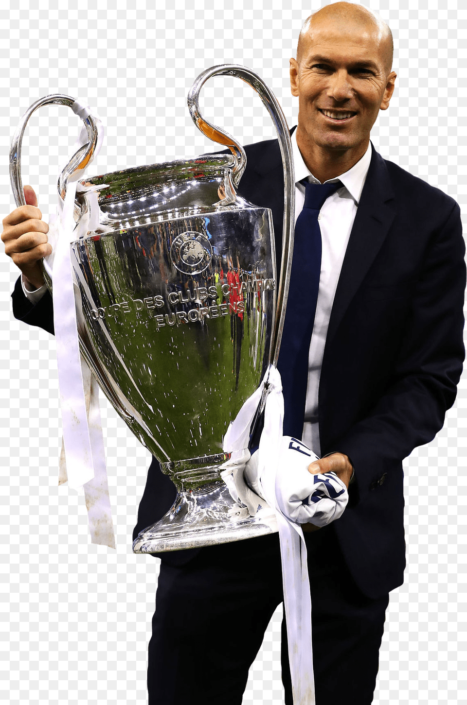 Zinedine Zidanerender Zidane With Champions League Trophy, Person, Man, Male, Adult Free Transparent Png