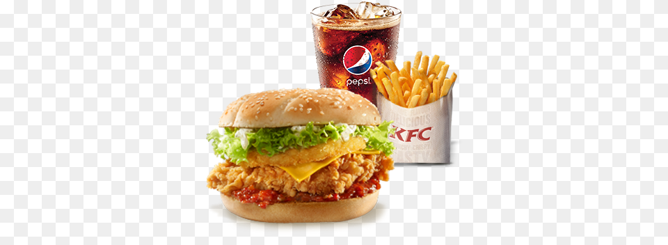 Zinger Tower Burger Meal Burger Kfc, Food, Fries Png