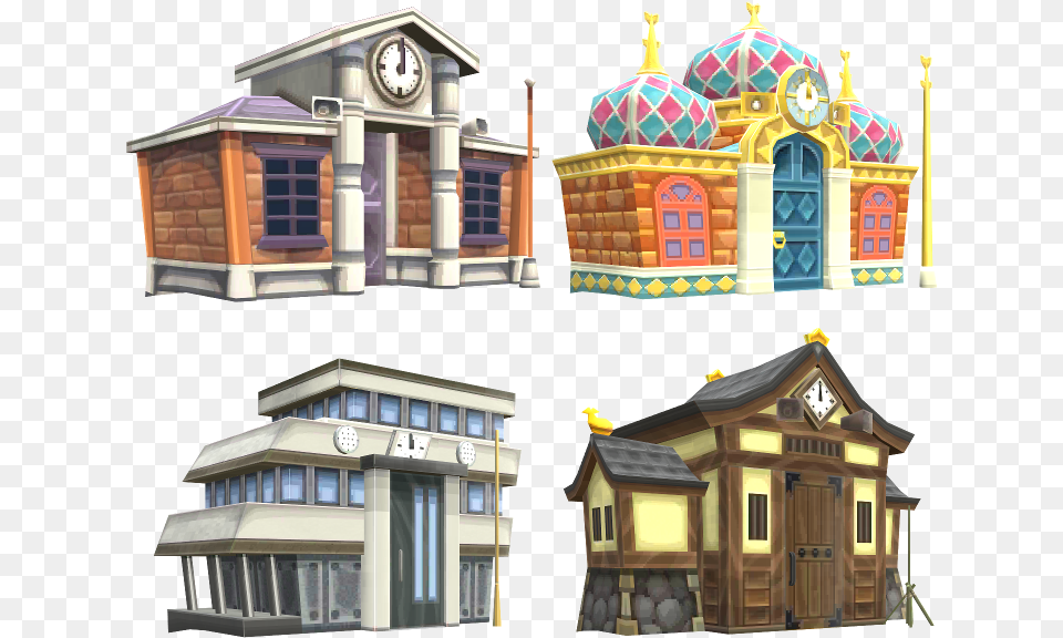 Zip Archive Animal Crossing Town Hall Model, Architecture, Building, Tower, Clock Tower Png