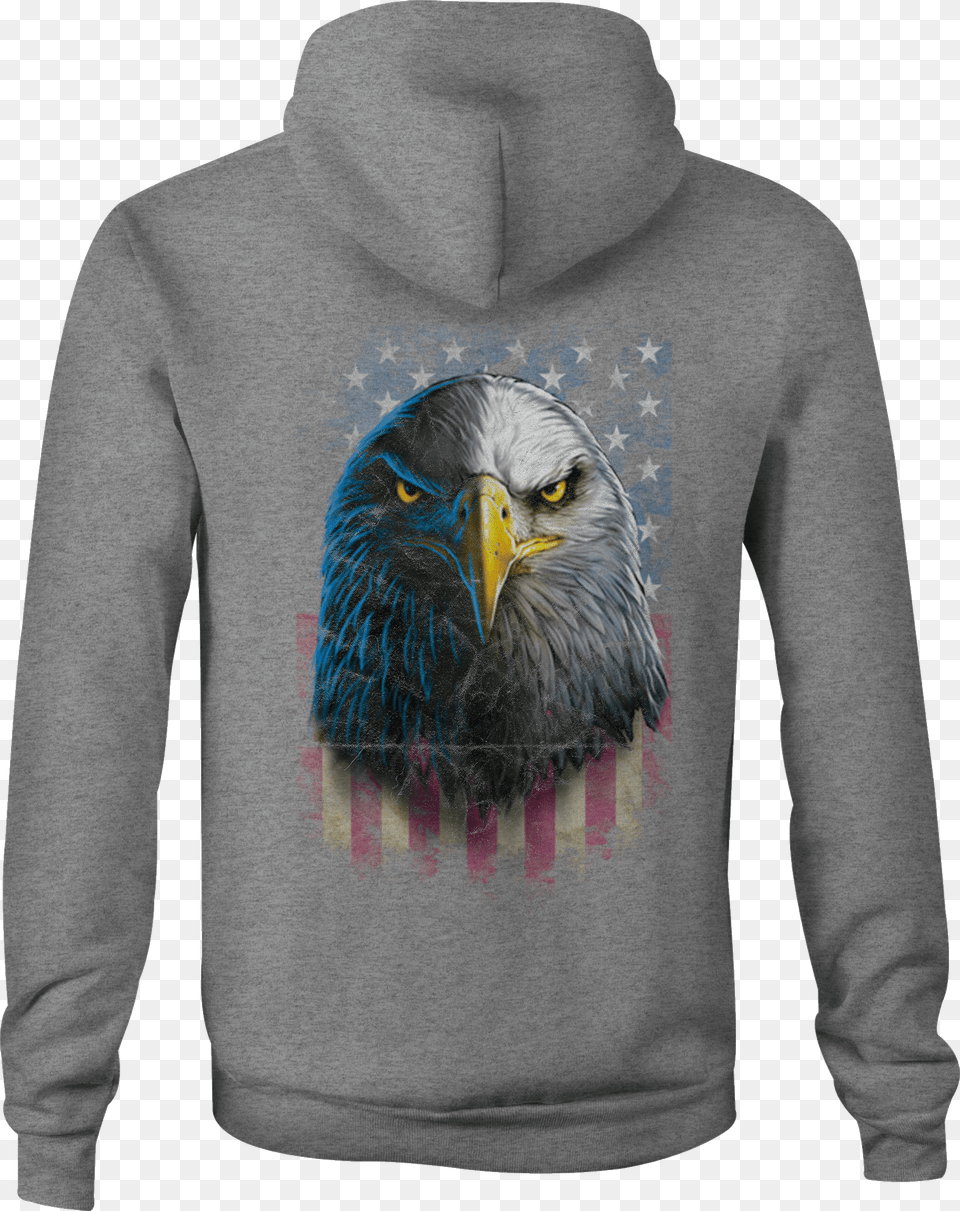 Zip Up Hoodie Eagle Stare Veritcal American Flag Military Hoodie, Clothing, Knitwear, Sweater, Sweatshirt Png Image