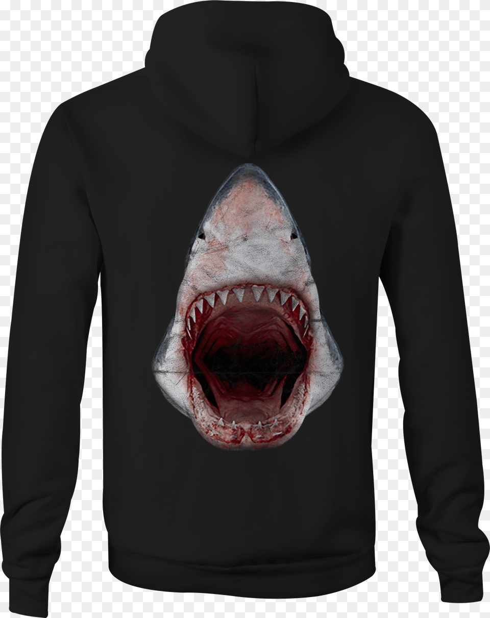 Zip Up Hoodie Great White Jaws Shark Hooded Sweatshirt Great White Shark, Clothing, Sweater, Knitwear, Hood Free Png