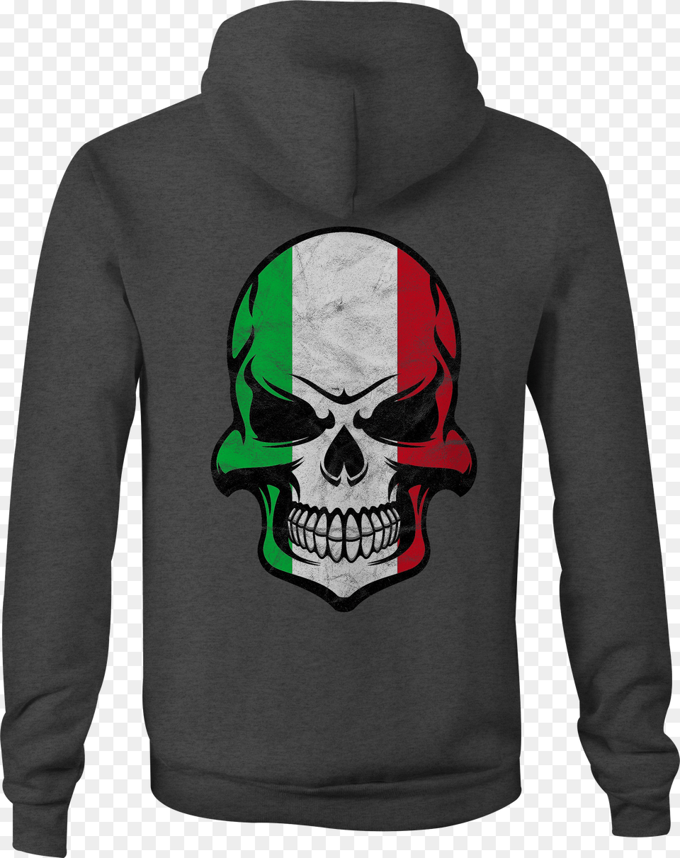 Zip Up Hoodie Italy Flag Painted Skull Hooded Sweatshirt Hoodie, Clothing, Knitwear, Sweater, Hood Free Png Download