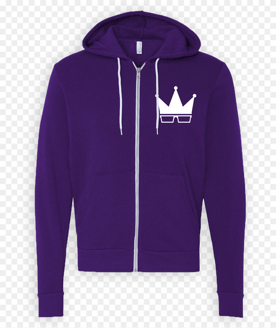 Zip Up Hoodie Purple Crown Hoodie, Clothing, Hood, Knitwear, Sweater Png