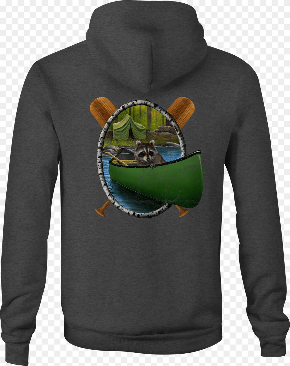 Zip Up Hoodie Raccoon Canoe Hooded Sweatshirt Nra Hoodie, Sweater, Clothing, Knitwear, Rowboat Png Image