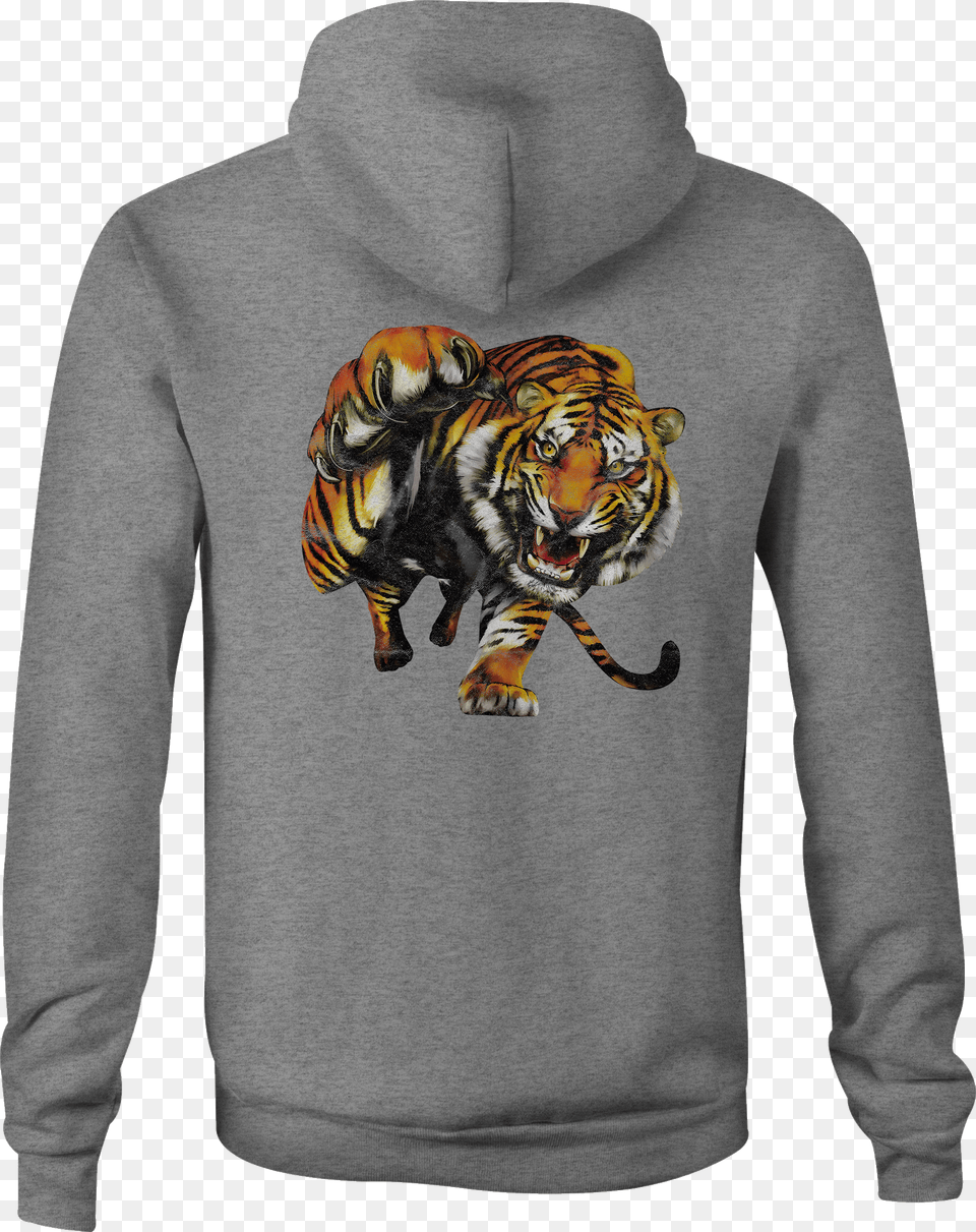 Zip Up Hoodie Tiger Stripes Hooded Sweatshirt Hoodie, Knitwear, Clothing, Sweater, Mammal Free Transparent Png