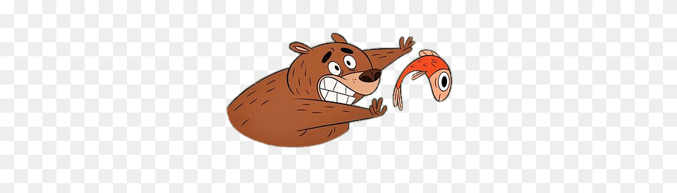 Zip Zip Character Mitch The Bear Trying To Catch A Fish, Animal, Bird, Mammal, Reptile Free Png