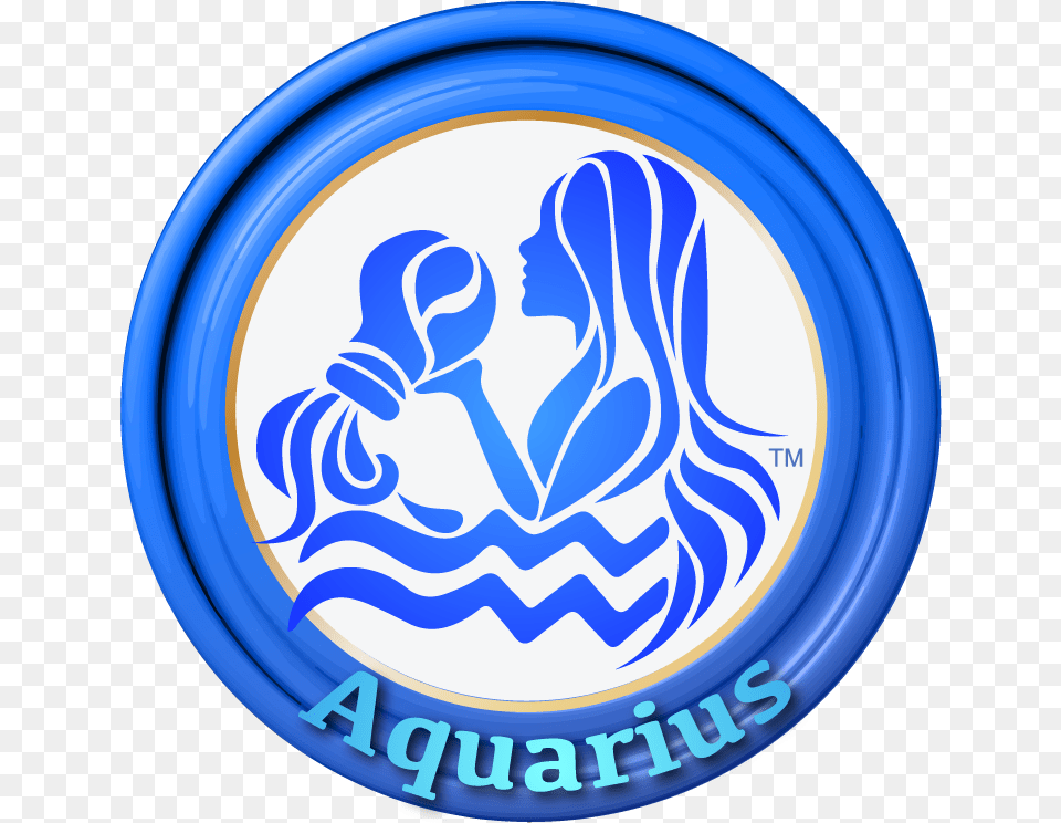 Zodiac Sign Aquarius Circle, Logo, Emblem, Symbol, Frisbee Png Image