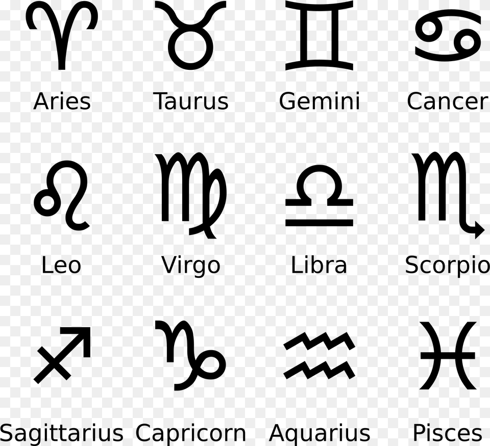 Zodiac Signs, Gray Free Png Download