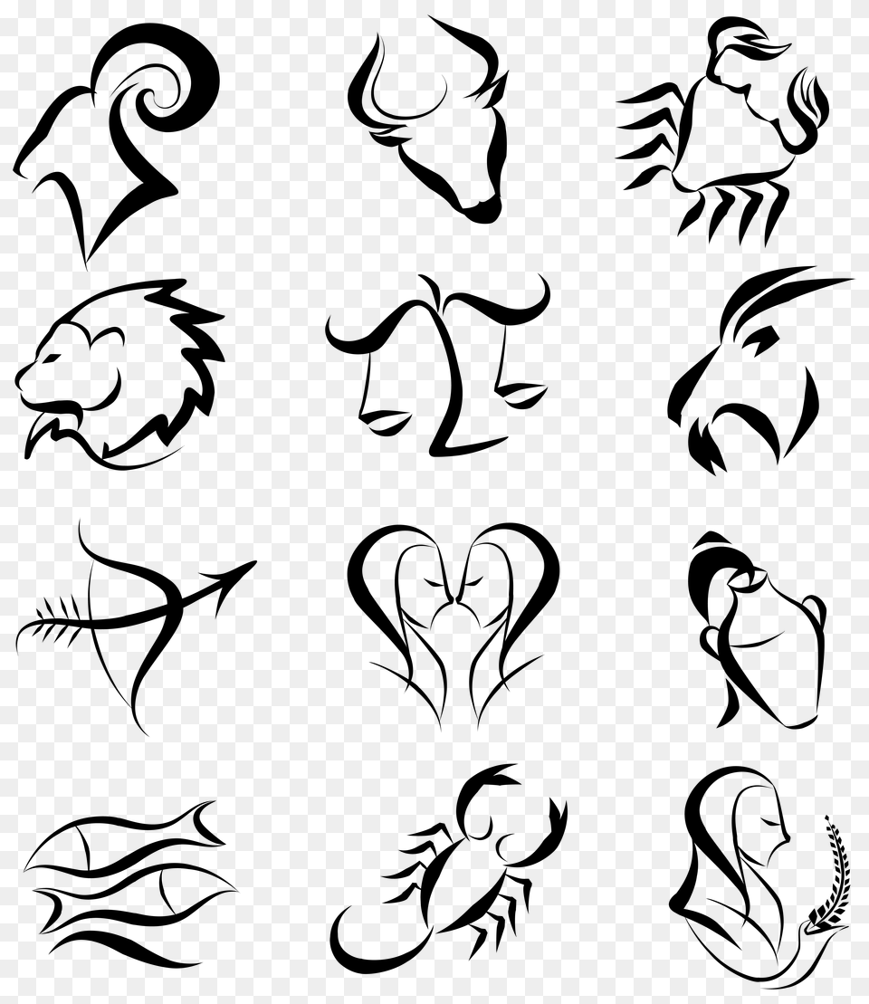 Zodiac Signs Clipart, Art, Stencil, Graphics, Drawing Free Png Download