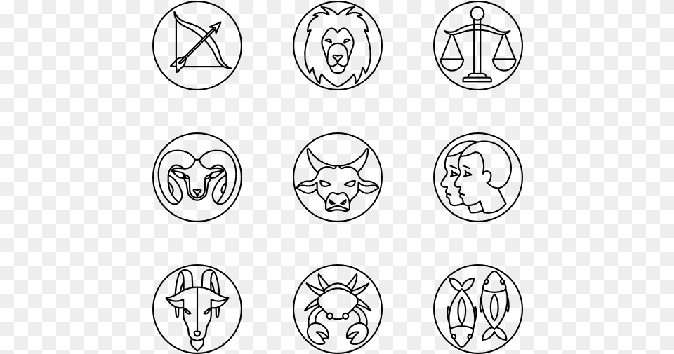 Zodiac Signs Lineal Zodiac Signs Symbols, Gray Png Image