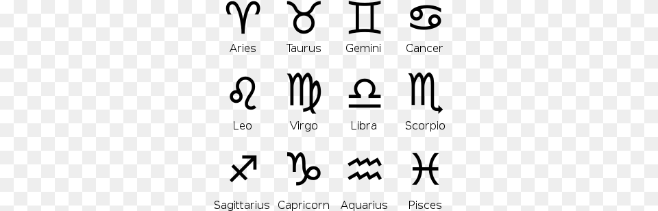 Zodiac Symbols Simbolos Signos Del Zodiaco, Gray Png Image