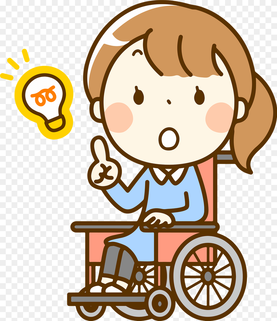 Zoe Woman In A Wheelchair Has An Idea Clipart, Furniture, Chair, Machine, Wheel Free Png Download