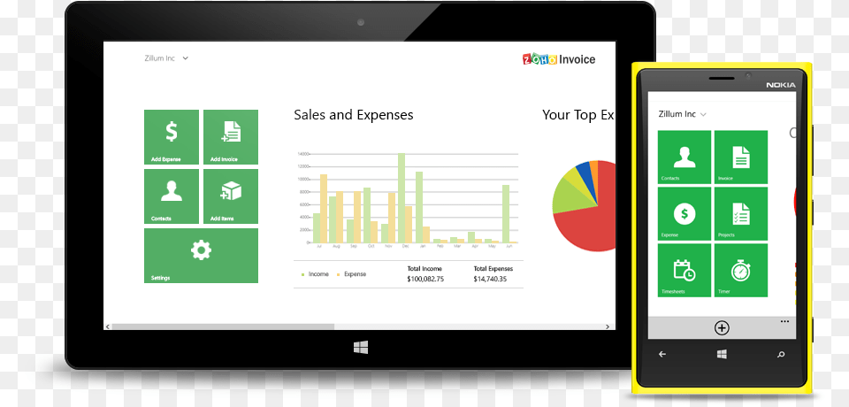 Zoho Invoice For Windows Phone And Surface Tablet Mobile Phone, Electronics, Mobile Phone, Computer Free Transparent Png